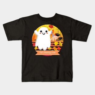 Halloween Cute Ghost Fall Cleaning Crew Kids T-Shirt